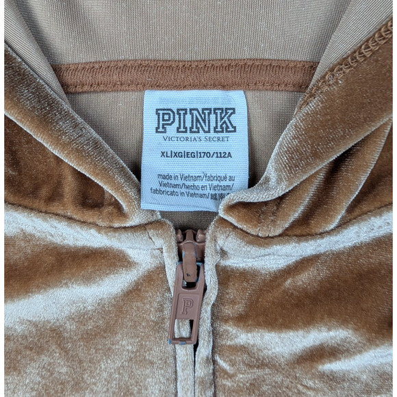 Victorias Secret Pink Velour Tracksuit Womens Medium Gold Sequin Y2K Lounge Set - Picture 14 of 16